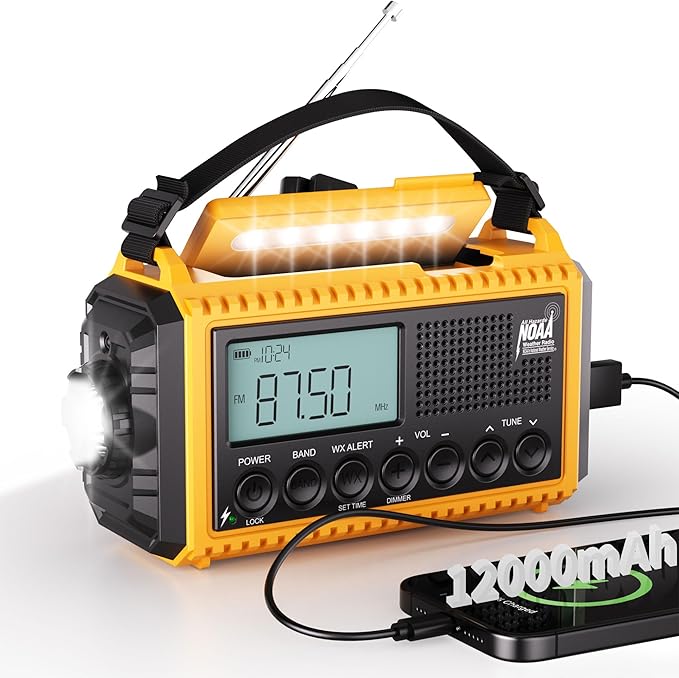 Mesqool 12000 Emergency Radio, Auto Digital Weather Radio NOAA/AM/FM/SW Battery by Mesqool
