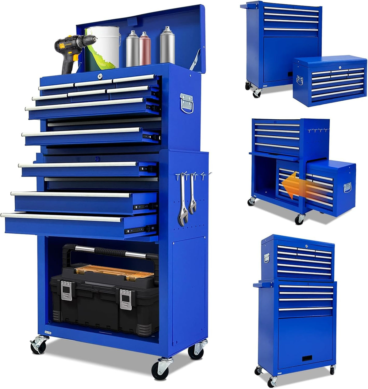 13-drawer tool chest with wheels,2 in 1 detachable, main product view