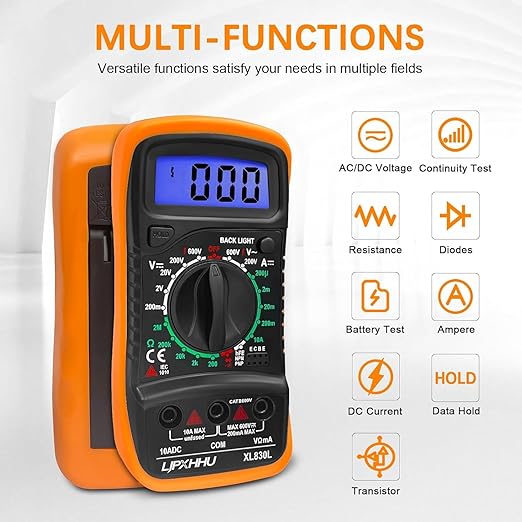Digital Multimeter Voltmeter Battery Voltage Multi Tester Continuity Ohm Volt - Image 2