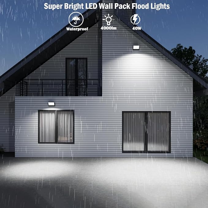 rosykite Motion Sensor Outdoor Wall Pack Lights, 40W Acrylic LED Porch Lights - Image 5