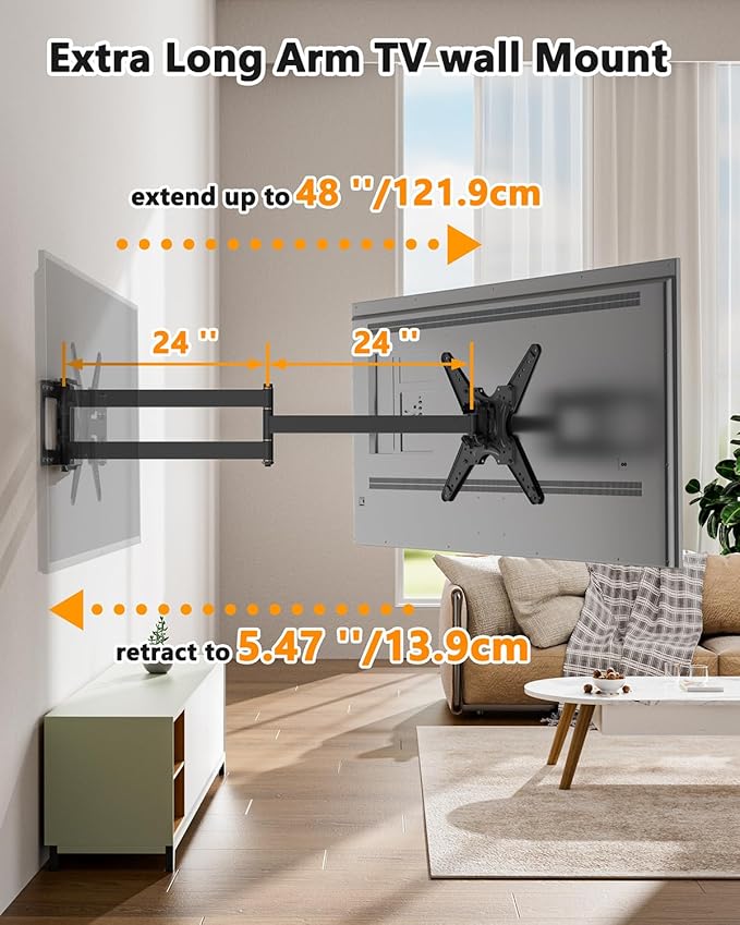 48'' Extension Extra Long Arm TV Wall Mount - Image 4