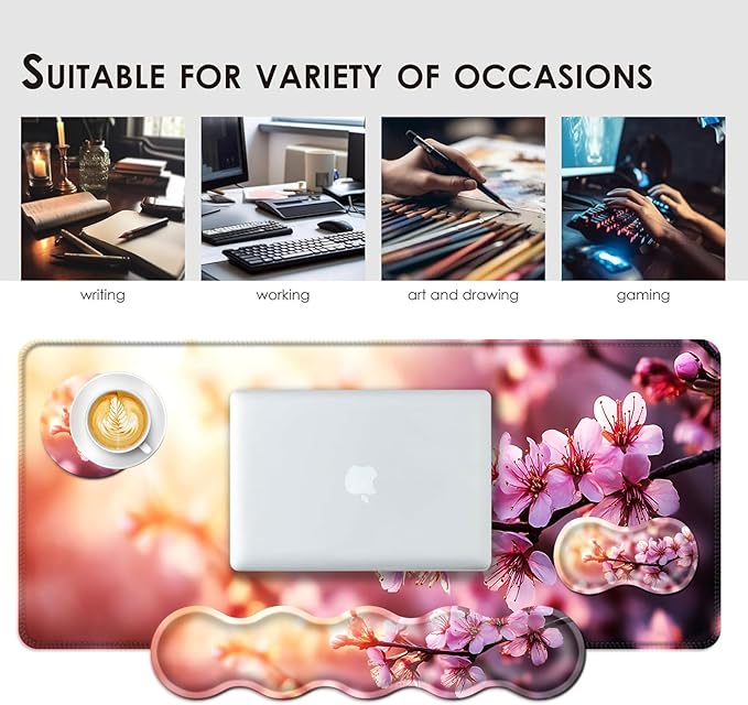 BFUKVOU Large Keyboard Mouse Pad Set, Extended Mouse Pad+Keyboard Wrist Rest - Image 7