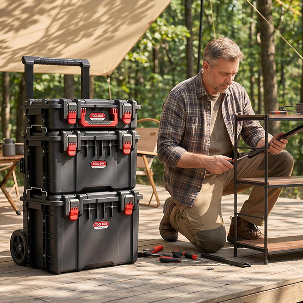 jeko&jeko 3-piece rolling modular tool box system with, view 10