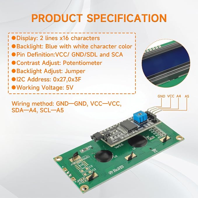 HUAREW 4pcs I2C IIC TWI 1602 Serial LCD Display Module 16x2 Compatible - Image 3