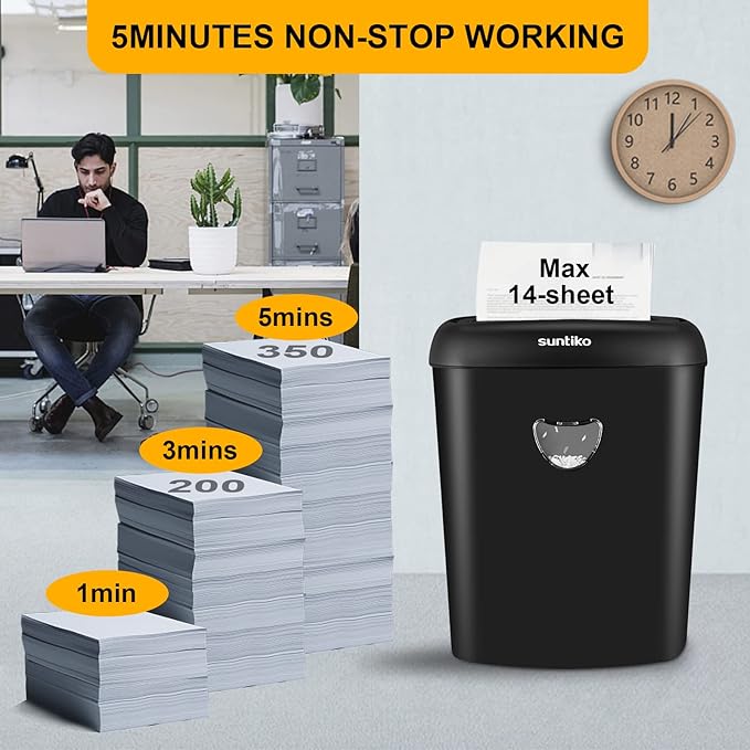 Suntiko 14 Sheet Cross Cut Paper Shredder - Image 4