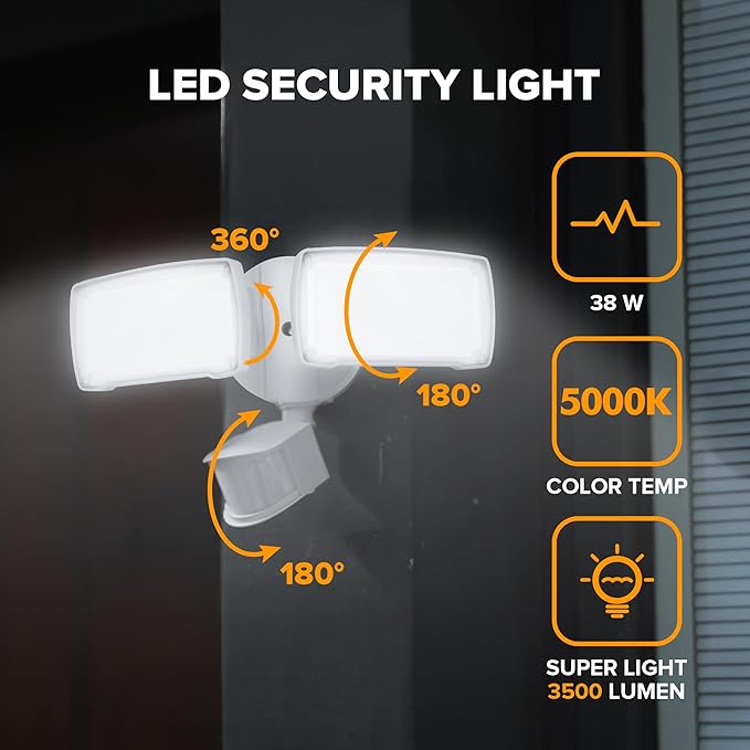 LUTEC 38W 3500 Lumen LED Motion Activated Integrated Dual-Head Floodlight - Image 2