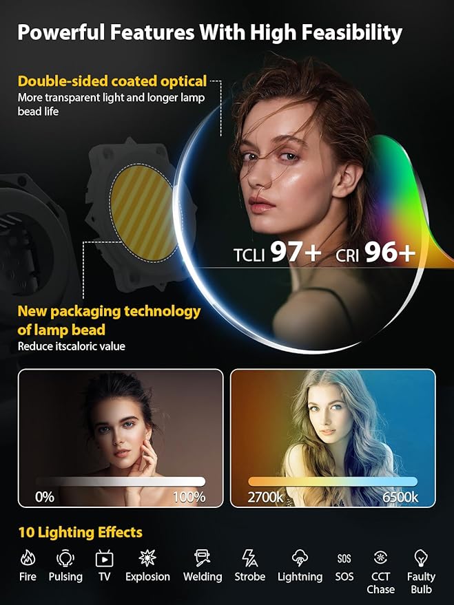 Video Light, COLBOR CL330 Lite 330W Continuous Lighting 2700-6500K Bi-Color - Image 4
