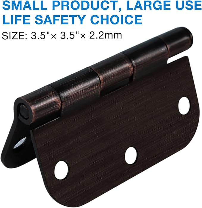 6 Pack Oil Rubbed Bronze Door Hinges 3.5" x 3 1/2 Inch Black Brushed Interior - Image 3