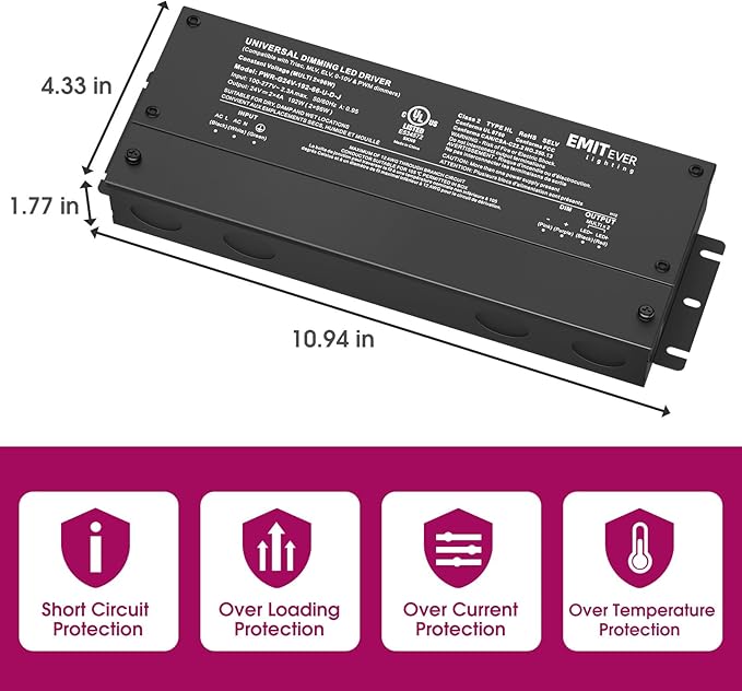 EMITEVER 192W Dimmable LED Driver, 24V 5-in-1 Dimmable Power Supply, 2-Channels - Image 3