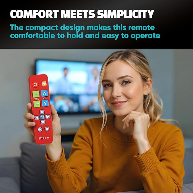 EZclicker Plus Big Button Universal TV Remote Simple Easy to Use, Works - Image 6