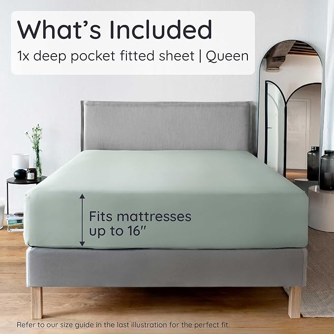 Bambaw Fitted Sheet with Elastic Corner Straps, 100% Viscose Derived from - Image 2