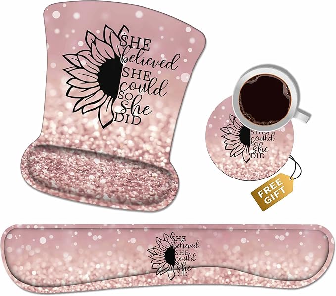 Mouse Pad Wrist Support and Keyboard Wrist Rest Set by Unknown
