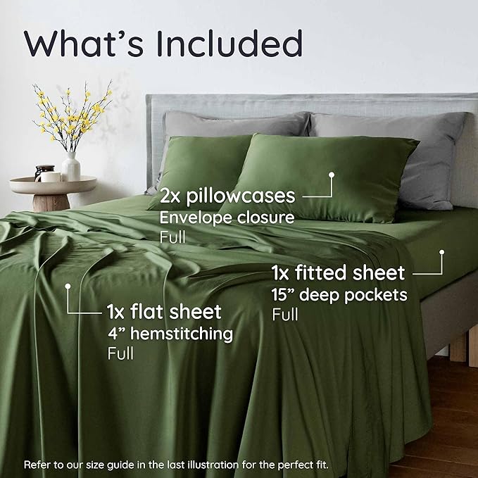 Bambaw Full Sheet Set 4pcs – 100% Viscose Derived from Bamboo Sheets Full Size - Image 2