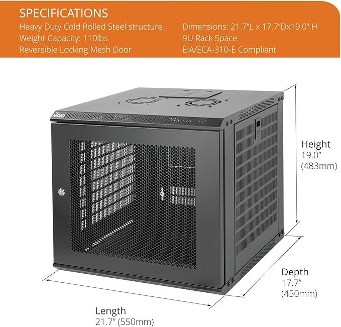 Tecmojo 9U Wall Mount Rack Network Cabinet - Image 2
