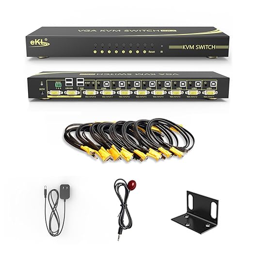 VGA KVM Auto Switch 8 Port in 2 Out Switcher 8x2 Supports Hotkeys, Basic by EKL