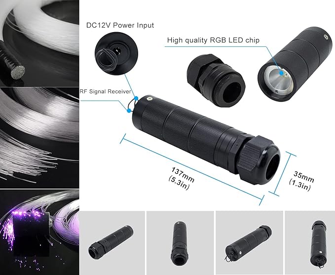 AZIMOM Car Use 6W RGBW 150pcs 0.03in 6.5ft Fiber Optic Lights Starlight Ceiling - Image 3