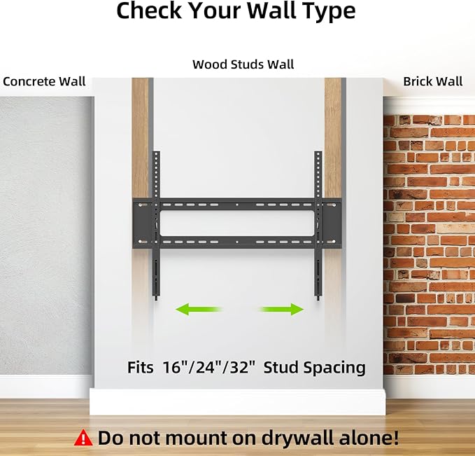 USX MOUNT Fixed TV Wall Mount for 65-120 inch Flat TVs up to 220 Lbs, Low - Image 4