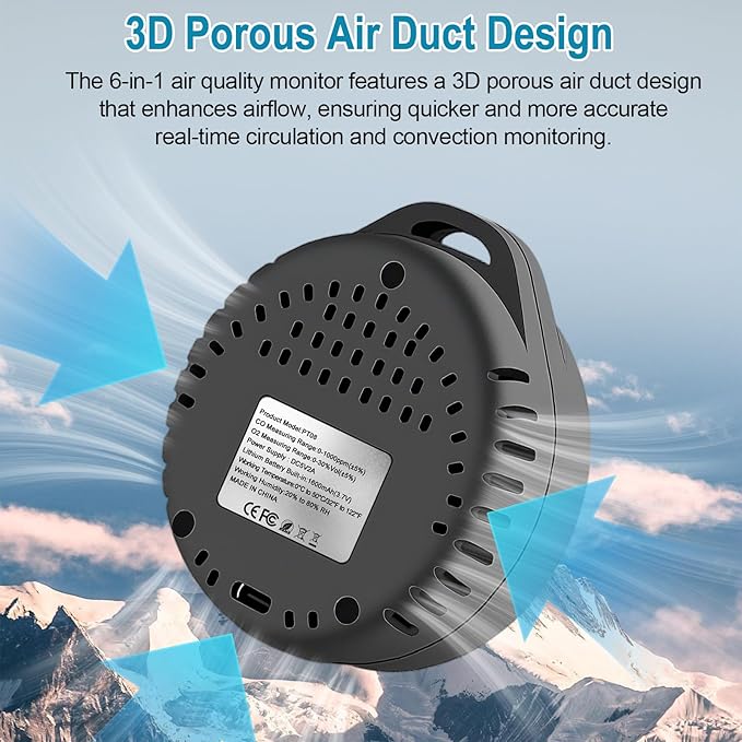 Portable Carbon Monoxide Detectors, 6-in-1 CO Detector, - Image 4