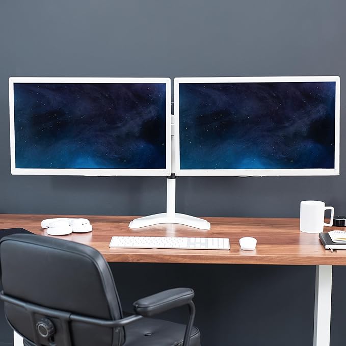 VIVO Dual LED LCD Monitor Mount, Free-Standing Desk Stand - Image 9