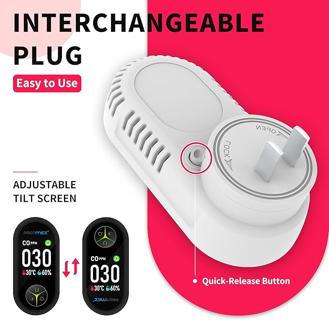 Protmex 4-in-1 Carbon Monoxide & Gas Detectors Plug in Large LCD Screen - Image 5