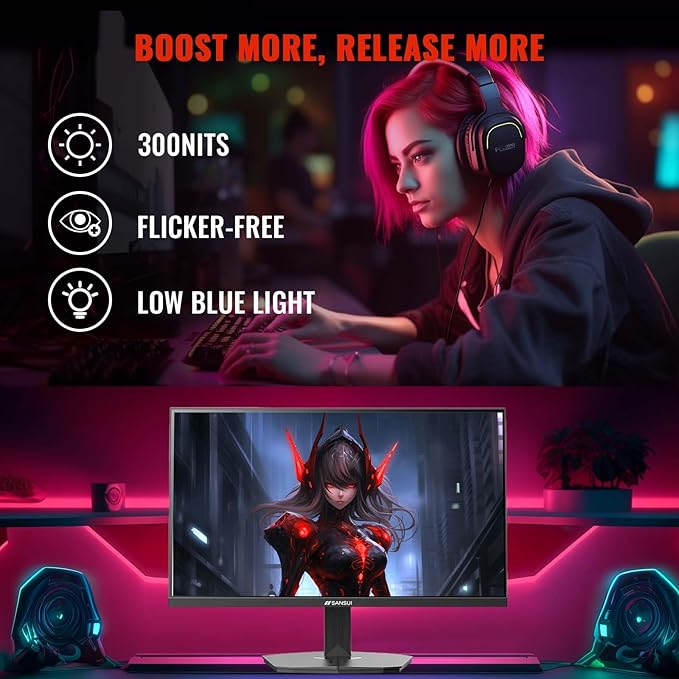 SANSUI 24 Inch Gaming Monitor 200Hz 180Hz 1Ms FreeSync HDR 110% sRGB FHD 1080P - Image 6