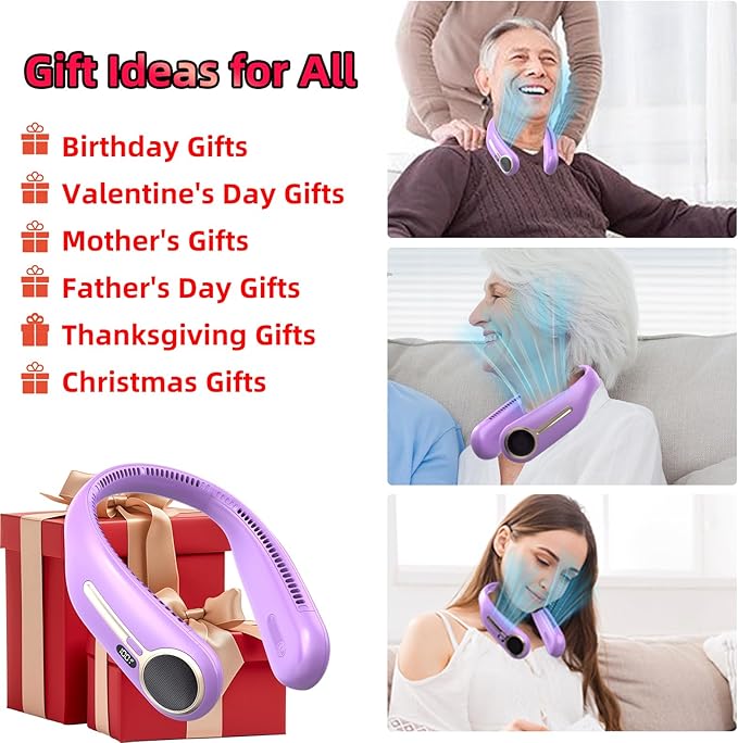 Portable Neck Fan, Hands Free Personal Wearable Bladeless Fan, 6000mAh USB - Image 6