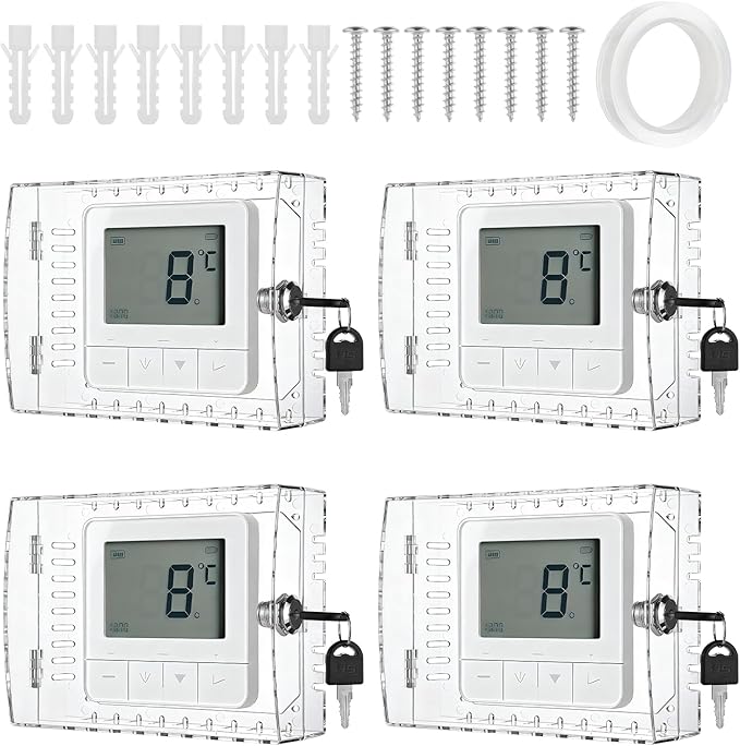4 PCS Thermostat Lock Box with Key, Universal Thermostat Covers with Locks by Unknown