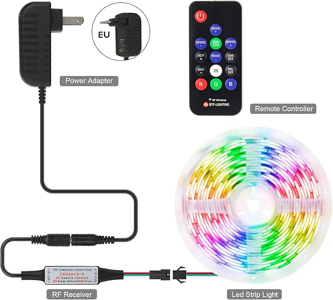 BTF-LIGHTING WS2811 WS2812B 1903 DC5/12V 14keys Wireless RF RGB LED Controller - Image 2