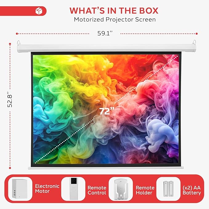 Pyle 72" Portable Motorized Matte White Projector Screen - Image 2