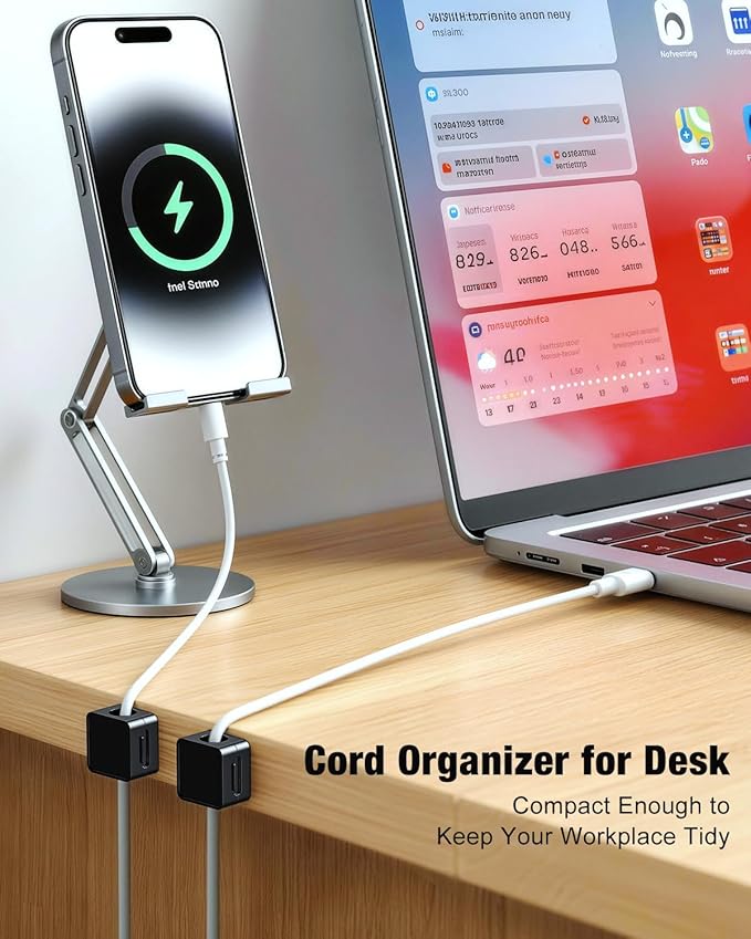 Magnetic Cable Clips, 6 Pack Cord Holder Desk Cable Management, Adhesive Wire - Image 2