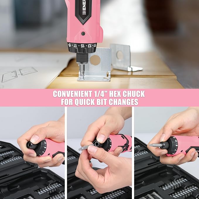 Enertwist Electric Screwdriver, 8V Max 10Nm Pink Cordless Screwdriver - Image 5