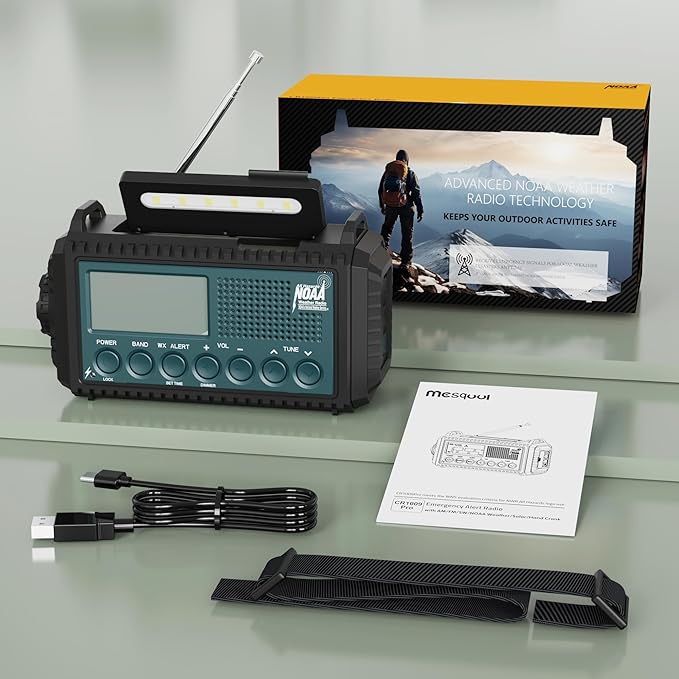 Emergency Weather Radio with AM/FM/NOAA/SW, 5 Ways Powered Solar Hand Crank - Image 8