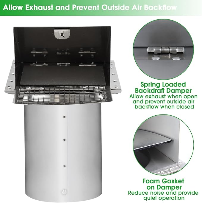 Dryer Vent Cover Outdoor 4 Inch, Dryer Vent Cover Outside, Exterior Hooded Wall - Image 4