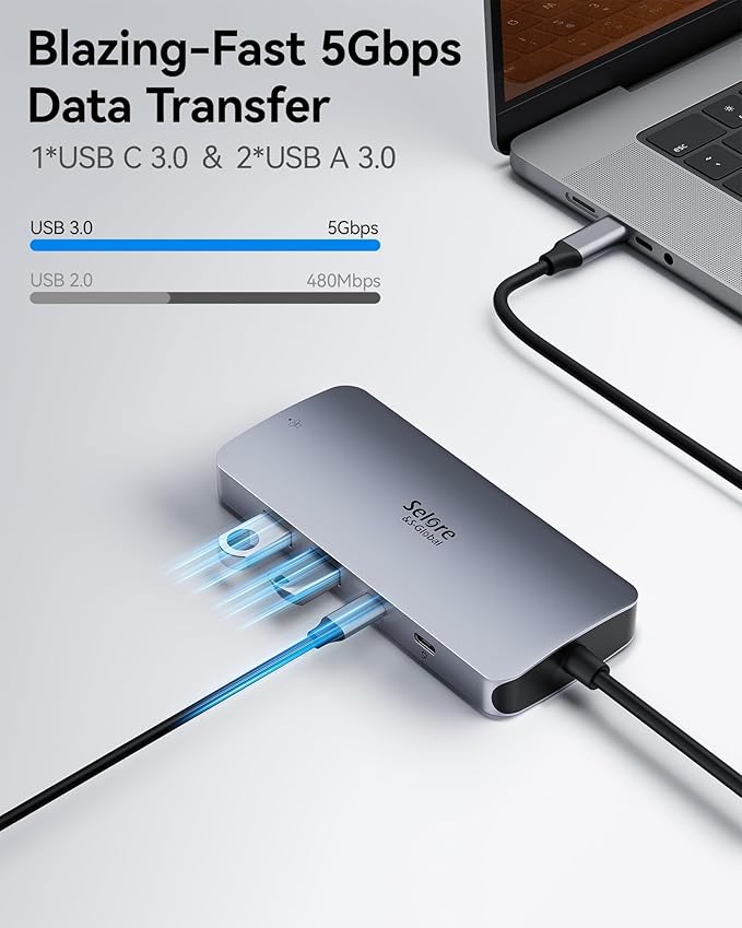 USB C Docking Station Dual Monitor, Selore Docking Station 3 Monitors Triple 4K - Image 7