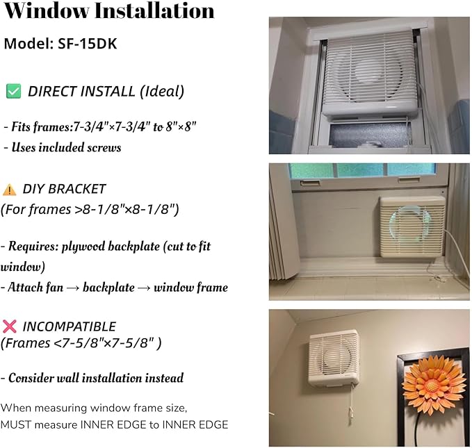 SAILFLO 6 Inch Small Window Shutter Exhaust Fan, 7.7 x 7.7 Inch Cutout - Image 5