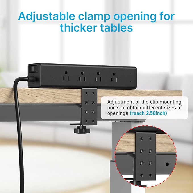 CCCEI Desk Outlet Station 20W USB C Port. 12 Outlet Desktop Clamp Power Strip - Image 3