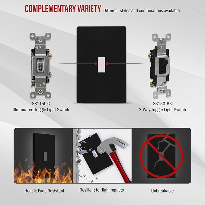 ENERLITES Screwless Toggle Switch Wall Plate, Child Safe Light Switch Cover - Image 5