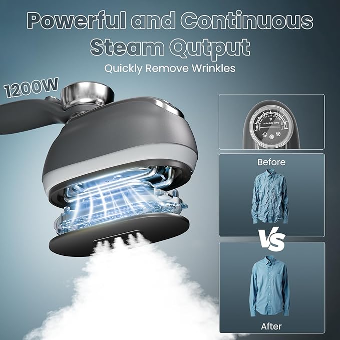 Killrose Steamer for Clothes, 2 in 1 Clothes Steamer Handheld, 1200W Steam Iron - Image 2