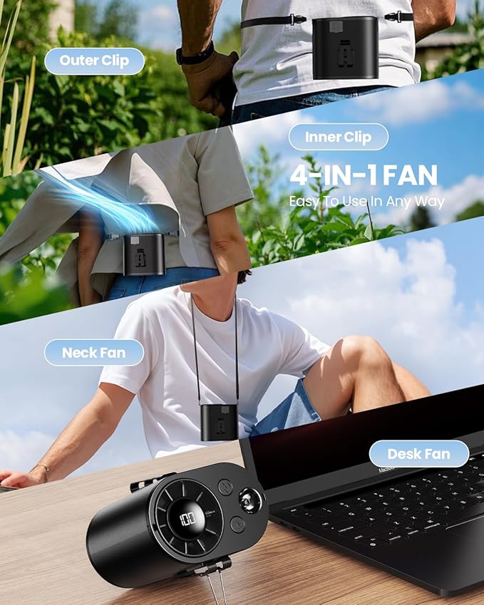 Portable Waist Fan, 10 Speeds Personal Fan Clip On Fans - Image 5
