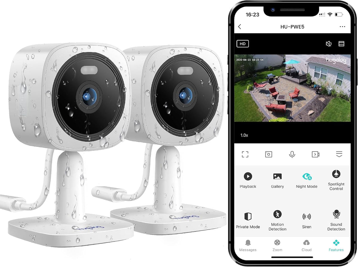 Hugolog 2K 3MP Outdoor Indoor Security Cameras