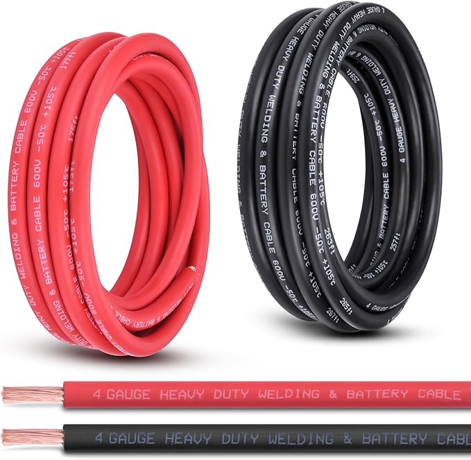 Shirbly 4 Gauge Battery Cable, 15FT Red + 15FT Black 4 AWG Pure Copper Wire by Shirbly