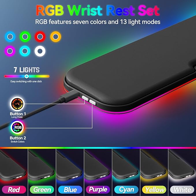 KONDOUND 2-in-1 Heated Wrist Rest Set, Ergonomic Memory Wrist Pad - Image 4