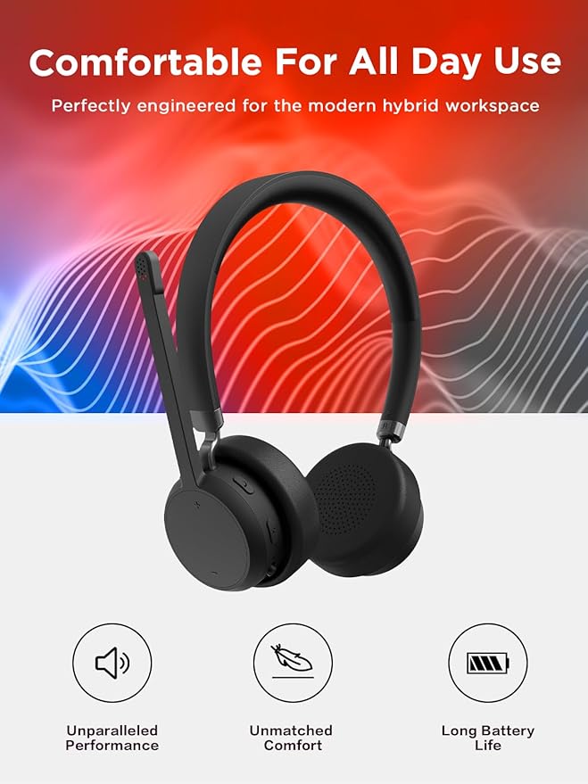 Lenovo Wireless Stereo Headset, Noise Cancelling Mic, 31-Hour Talk & 60-Hour - Image 5