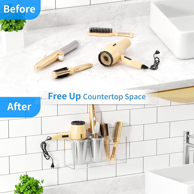 NIUBEE Hair Dryer Holder, Hair Tool Organizer Wall Mount, Blow Dryer Holder - Image 7