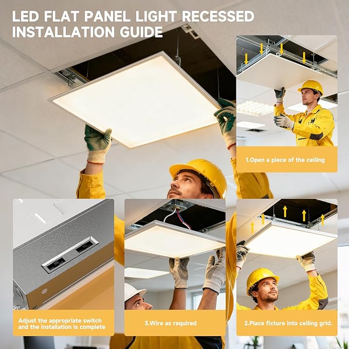 4 Pack 2x4 LED Flat Panel Light Drop Ceiling Office Fixture, Surface Mount Drop - Image 5