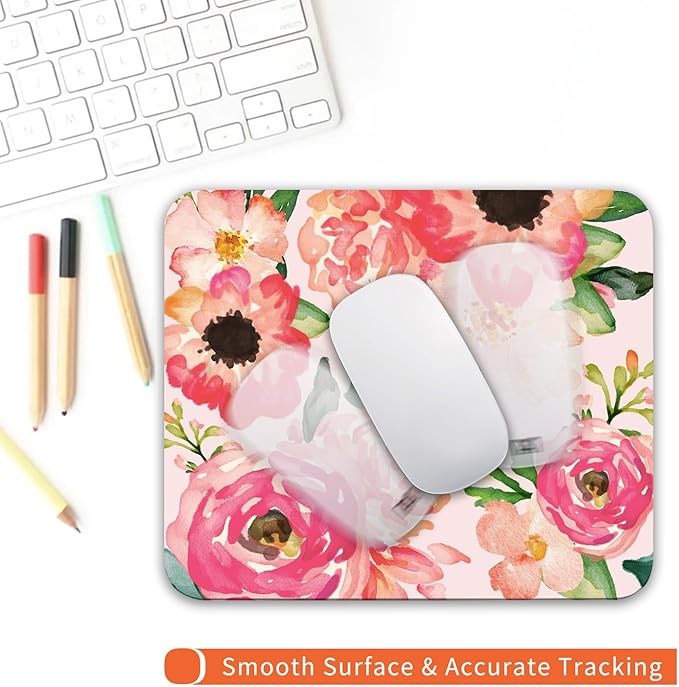 Armanza Square Mouse Pad Pink Watercolor Flower, Personalized Premium-Textured - Image 4