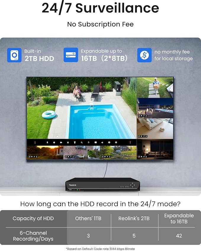 REOLINK 8CH 5MP Home Security Camera System, 4K/8MP 8CH NVR - Image 4