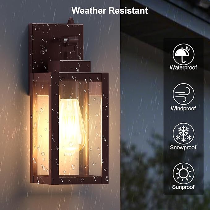LTBLIGHT 2-Pack Dusk to Dawn Porch Light, Farmhouse Brown Outdoor Lights Wall - Image 3