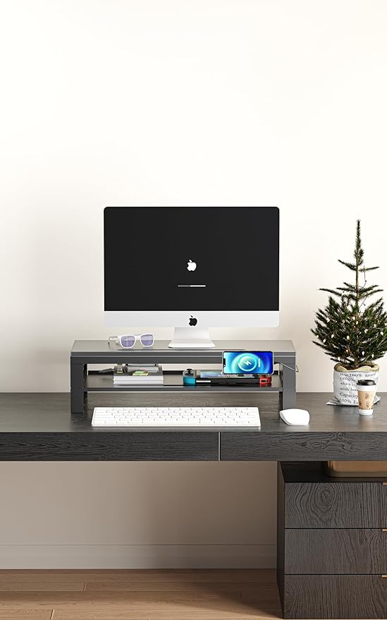 GECKOSTROLL 2-Tier Metal Computer monitor stand Laptop Desk Shelf & Monitor - Image 5