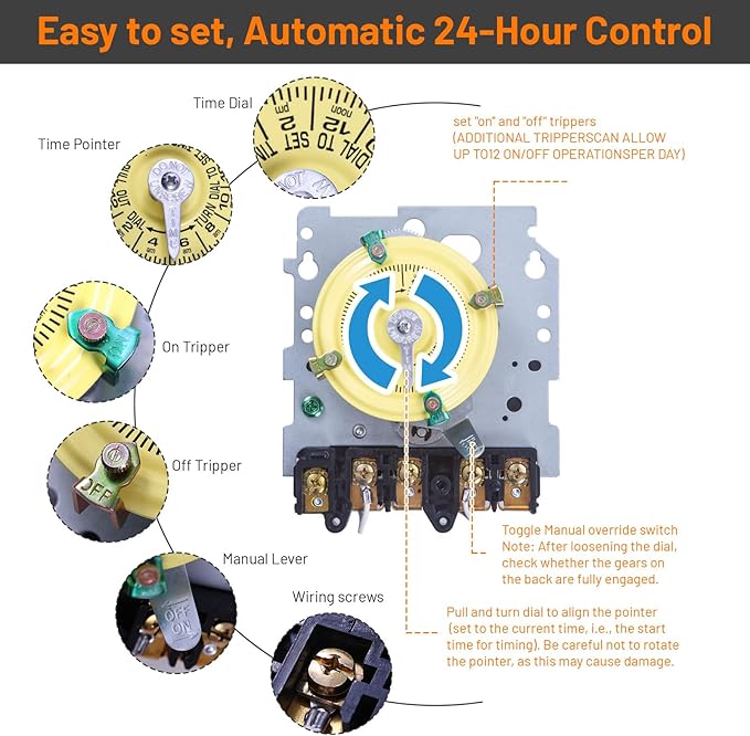 T104M Mechanical Timer Switch Mechanism Only, Heavy-Duty Timer Switch - Image 3